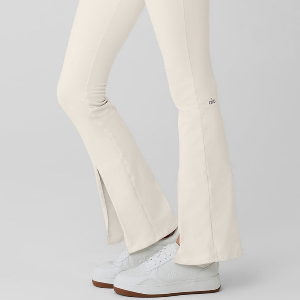 ALO Yoga Cream Split-Hem Flare Leggings